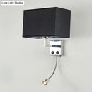 GobekUsa Nordic Fabric Bedroom Spotlight Wall Lamp in Black/White with Rectangle Design