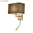 GobekUsa Nordic Fabric Bedroom Spotlight Wall Lamp in Black/White with Rectangle Design