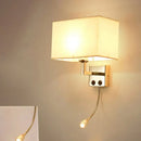 GobekUsa Nordic Fabric Bedroom Spotlight Wall Lamp in Black/White with Rectangle Design