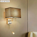 GobekUsa Nordic Fabric Bedroom Spotlight Wall Lamp in Black/White with Rectangle Design