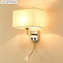 GobekUsa Nordic Fabric Bedroom Spotlight Wall Lamp in Black/White with Rectangle Design