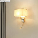 GobekUsa Nordic Fabric Bedroom Spotlight Wall Lamp in Black/White with Rectangle Design