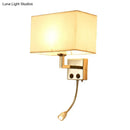 GobekUsa Nordic Fabric Bedroom Spotlight Wall Lamp in Black/White with Rectangle Design