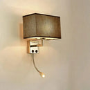 GobekUsa Nordic Fabric Bedroom Spotlight Wall Lamp in Black/White with Rectangle Design