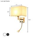 GobekUsa Nordic Fabric Bedroom Spotlight Wall Lamp in Black/White with Rectangle Design