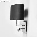GobekUsa Modern Oval Black Fabric LED Wall Sconce Light for Bedside
