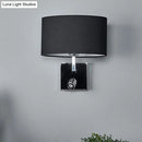 GobekUsa Modern Oval Black Fabric LED Wall Sconce Light for Bedside