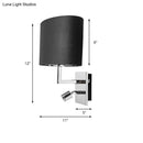 GobekUsa Modern Oval Black Fabric LED Wall Sconce Light for Bedside