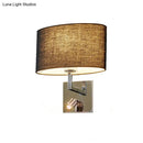 GobekUsa Modern Oval Black Fabric LED Wall Sconce Light for Bedside