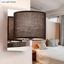 GobekUsa Modern Fabric Drum Wall Mount 1 Light Sconce in Black/White