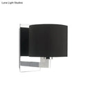 GobekUsa Modern Fabric Drum Wall Mount 1 Light Sconce in Black/White