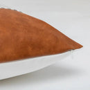 Modern brown faux leather and geometric pillow cover living room by Decorbites