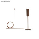 GobekUsa Modern Metal Ring Hanging Light Kit - Brown LED Suspension Light for Bedroom (Warm/White Light)