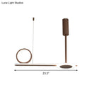 GobekUsa Modern Metal Ring Hanging Light Kit - Brown LED Suspension Light for Bedroom (Warm/White Light)