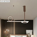 GobekUsa Modern Metal Ring Hanging Light Kit - Brown LED Suspension Light for Bedroom (Warm/White Light)