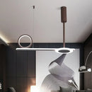 GobekUsa Modern Metal Ring Hanging Light Kit - Brown LED Suspension Light for Bedroom (Warm/White Light)