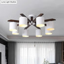 GobekUsa Modern Brown & White Semi Flush Chandelier - Ceiling Mount Light with Metallic Bucket Design (5/6/8-Bulb)