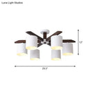 GobekUsa Modern Brown & White Semi Flush Chandelier - Ceiling Mount Light with Metallic Bucket Design (5/6/8-Bulb)