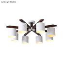 GobekUsa Modern Brown & White Semi Flush Chandelier - Ceiling Mount Light with Metallic Bucket Design (5/6/8-Bulb)