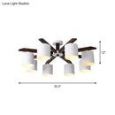 GobekUsa Modern Brown & White Semi Flush Chandelier - Ceiling Mount Light with Metallic Bucket Design (5/6/8-Bulb)