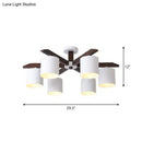 GobekUsa Modern Brown & White Semi Flush Chandelier - Ceiling Mount Light with Metallic Bucket Design (5/6/8-Bulb)