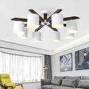 GobekUsa Modern Brown & White Semi Flush Chandelier - Ceiling Mount Light with Metallic Bucket Design (5/6/8-Bulb)