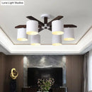 GobekUsa Modern Brown & White Semi Flush Chandelier - Ceiling Mount Light with Metallic Bucket Design (5/6/8-Bulb)