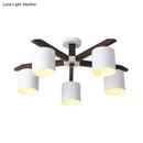 GobekUsa Modern Brown & White Semi Flush Chandelier - Ceiling Mount Light with Metallic Bucket Design (5/6/8-Bulb)