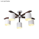 GobekUsa Modern Brown & White Semi Flush Chandelier - Ceiling Mount Light with Metallic Bucket Design (5/6/8-Bulb)