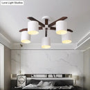 GobekUsa Modern Brown & White Semi Flush Chandelier - Ceiling Mount Light with Metallic Bucket Design (5/6/8-Bulb)
