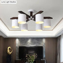 GobekUsa Modern Brown & White Semi Flush Chandelier - Ceiling Mount Light with Metallic Bucket Design (5/6/8-Bulb)
