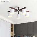 GobekUsa Modern Brown & White Semi Flush Chandelier - Ceiling Mount Light with Metallic Bucket Design (5/6/8-Bulb)