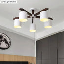 GobekUsa Modern Brown & White Semi Flush Chandelier - Ceiling Mount Light with Metallic Bucket Design (5/6/8-Bulb)