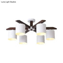 GobekUsa Modern Brown & White Semi Flush Chandelier - Ceiling Mount Light with Metallic Bucket Design (5/6/8-Bulb)