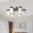 GobekUsa Modern Brown & White Semi Flush Chandelier - Ceiling Mount Light with Metallic Bucket Design (5/6/8-Bulb)