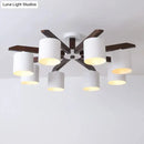 GobekUsa Modern Brown & White Semi Flush Chandelier - Ceiling Mount Light with Metallic Bucket Design (5/6/8-Bulb)