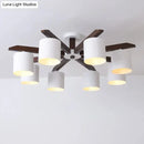 GobekUsa Modern Brown & White Semi Flush Chandelier - Ceiling Mount Light with Metallic Bucket Design (5/6/8-Bulb)