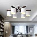 GobekUsa Modern Brown & White Semi Flush Chandelier - Ceiling Mount Light with Metallic Bucket Design (5/6/8-Bulb)