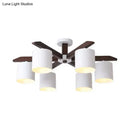 GobekUsa Modern Brown & White Semi Flush Chandelier - Ceiling Mount Light with Metallic Bucket Design (5/6/8-Bulb)