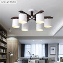 GobekUsa Modern Brown & White Semi Flush Chandelier - Ceiling Mount Light with Metallic Bucket Design (5/6/8-Bulb)