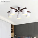 GobekUsa Modern Brown & White Semi Flush Chandelier - Ceiling Mount Light with Metallic Bucket Design (5/6/8-Bulb)