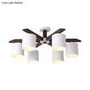 GobekUsa Modern Brown & White Semi Flush Chandelier - Ceiling Mount Light with Metallic Bucket Design (5/6/8-Bulb)