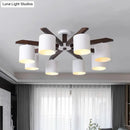 GobekUsa Modern Brown & White Semi Flush Chandelier - Ceiling Mount Light with Metallic Bucket Design (5/6/8-Bulb)