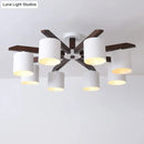GobekUsa Modern Brown & White Semi Flush Chandelier - Ceiling Mount Light with Metallic Bucket Design (5/6/8-Bulb)