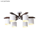 GobekUsa Modern Brown & White Semi Flush Chandelier - Ceiling Mount Light with Metallic Bucket Design (5/6/8-Bulb)