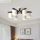 GobekUsa Modern Brown & White Semi Flush Chandelier - Ceiling Mount Light with Metallic Bucket Design (5/6/8-Bulb)