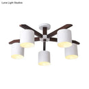 GobekUsa Modern Brown & White Semi Flush Chandelier - Ceiling Mount Light with Metallic Bucket Design (5/6/8-Bulb)
