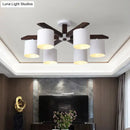 GobekUsa Modern Brown & White Semi Flush Chandelier - Ceiling Mount Light with Metallic Bucket Design (5/6/8-Bulb)