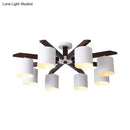 GobekUsa Modern Brown & White Semi Flush Chandelier - Ceiling Mount Light with Metallic Bucket Design (5/6/8-Bulb)