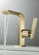 GobekUsa Brush Gold Basin Faucet: Solid Brass Bathroom Mixer Tap, Single Handle Deck Mounted